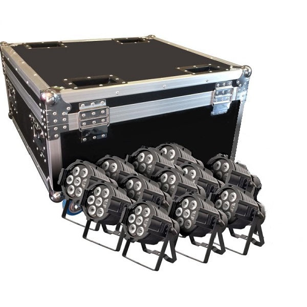 Kit*12 Focos LED 7*10W RGBW + Case