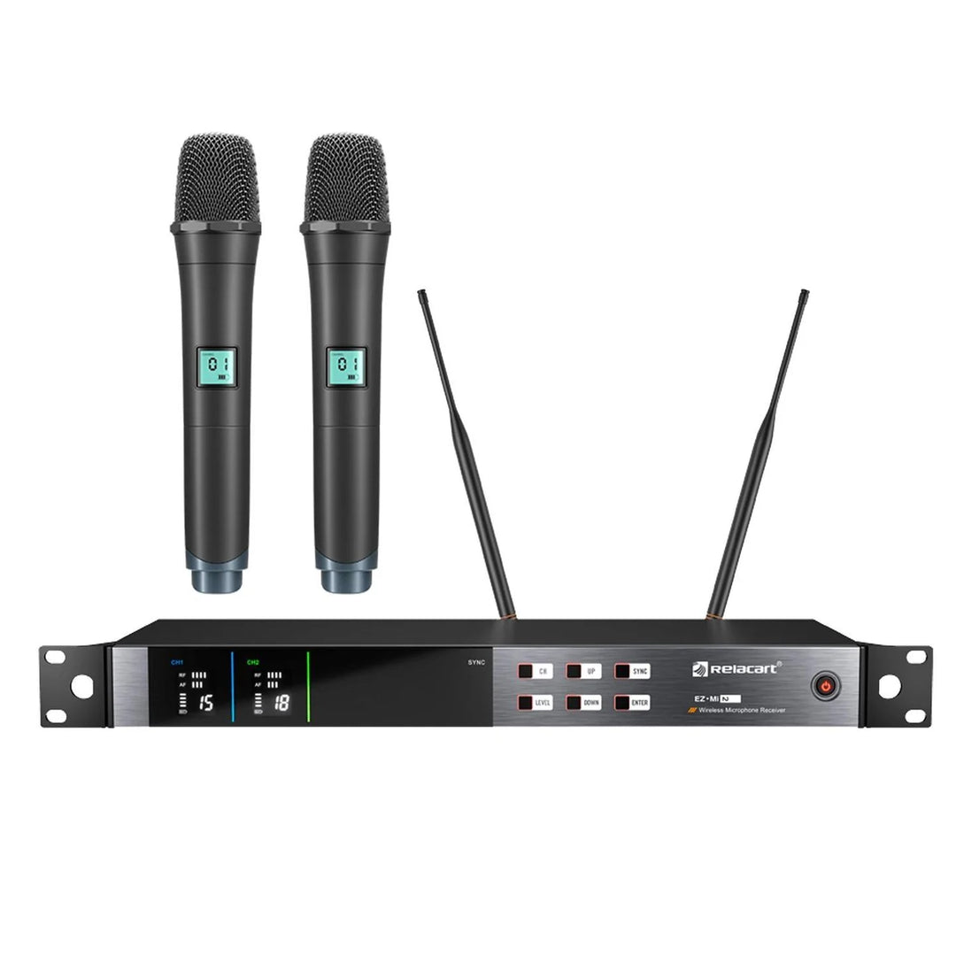 Sistema de Micrófono Inalámbrico UHF con 2 Micrófonos de Mano EZH8 EZMI2 MANO