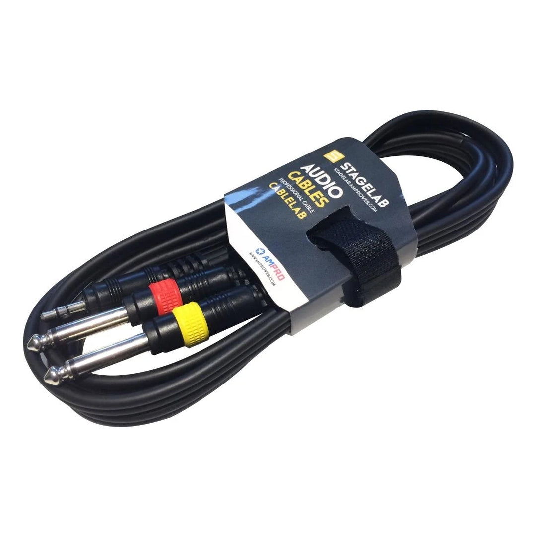 Cable 2 Mts Mini Plug A Dos Plug 1/4" CLM-PMP2