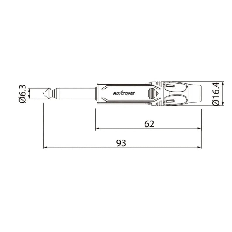 Conector mono de 6,3mm, carcasa niquelada RJ2P-NN