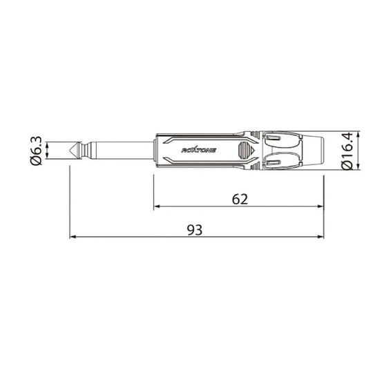 Conector mono de 6,3mm, carcasa niquelada RJ2P-NN