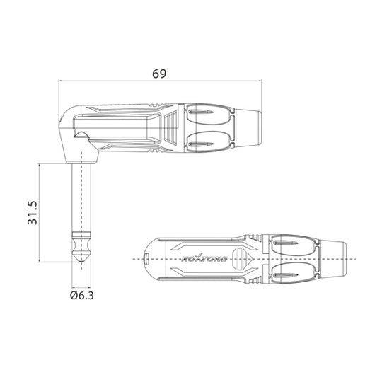 Conector plug mono en L de 6,3mm RJ2RP-NN