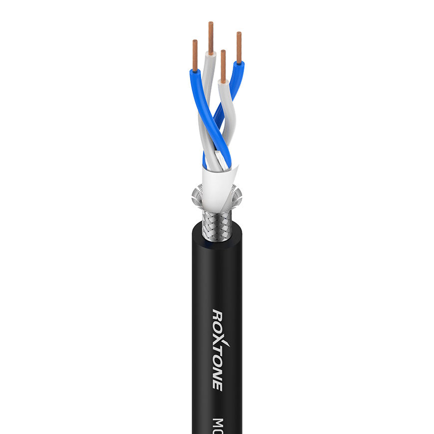 Rollo de 100 mts Cable balanceado 4x0.22mm2 negro MC040-100m
